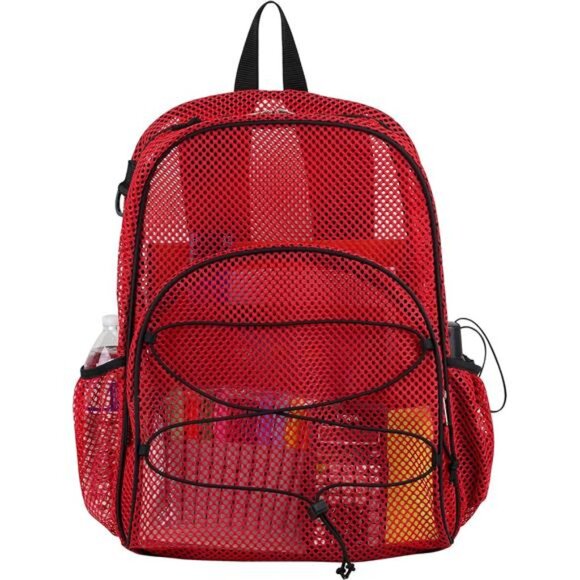 Heavy Duty Mesh Beach Backpack Lightweight Bungee See Through for Travel,College main image 5